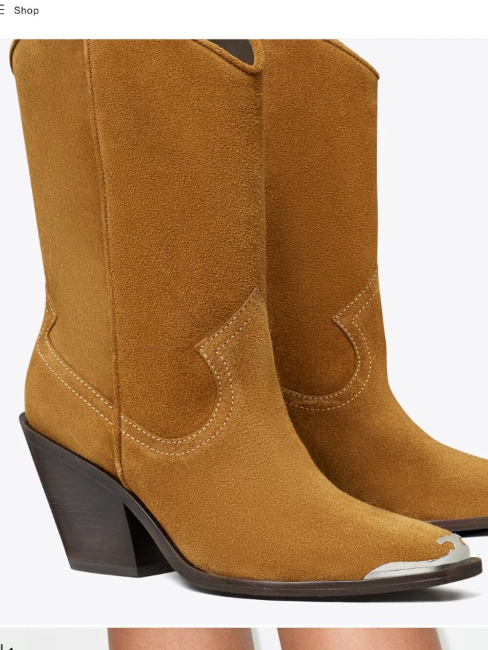 TORY BURCH BROWN SUEDE LEATHER COWBOY BOOTS WESTERN BOOTS SIZE-9 - Picture 2 of 13